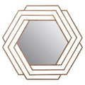 Orsina Beauly Antique Gold Hexagon Wall Mirror – Geometric Metal Frame