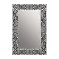 Orsina Fusion Black and Mother of Pearl Geometric Chevron Wall Mirror