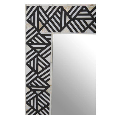 Orsina Fusion Black and Mother of Pearl Geometric Chevron Wall Mirror