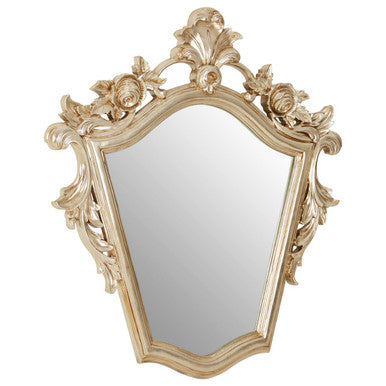 Orsina Marseille Champagne Tapered Wall Mirror with Floral Crown