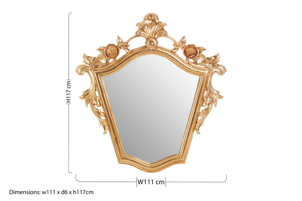 Orsina Marseille Champagne Tapered Wall Mirror with Floral Crown