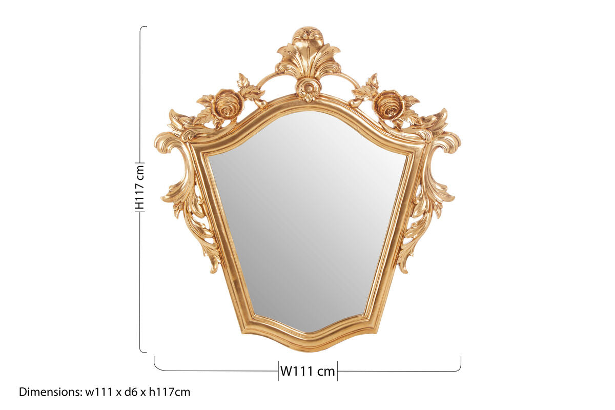 Orsina Marseille Champagne Tapered Wall Mirror with Floral Crown