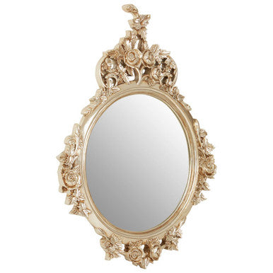 Orsina Marseille Round Wall Mirror – Champagne Floral Bevelled Edge