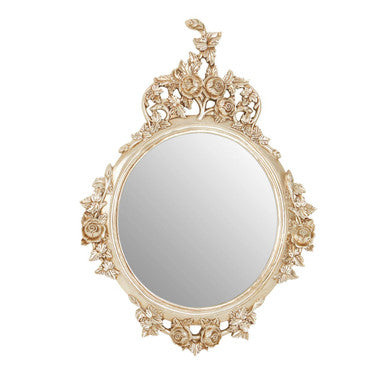 Orsina Marseille Round Wall Mirror – Champagne Floral Bevelled Edge