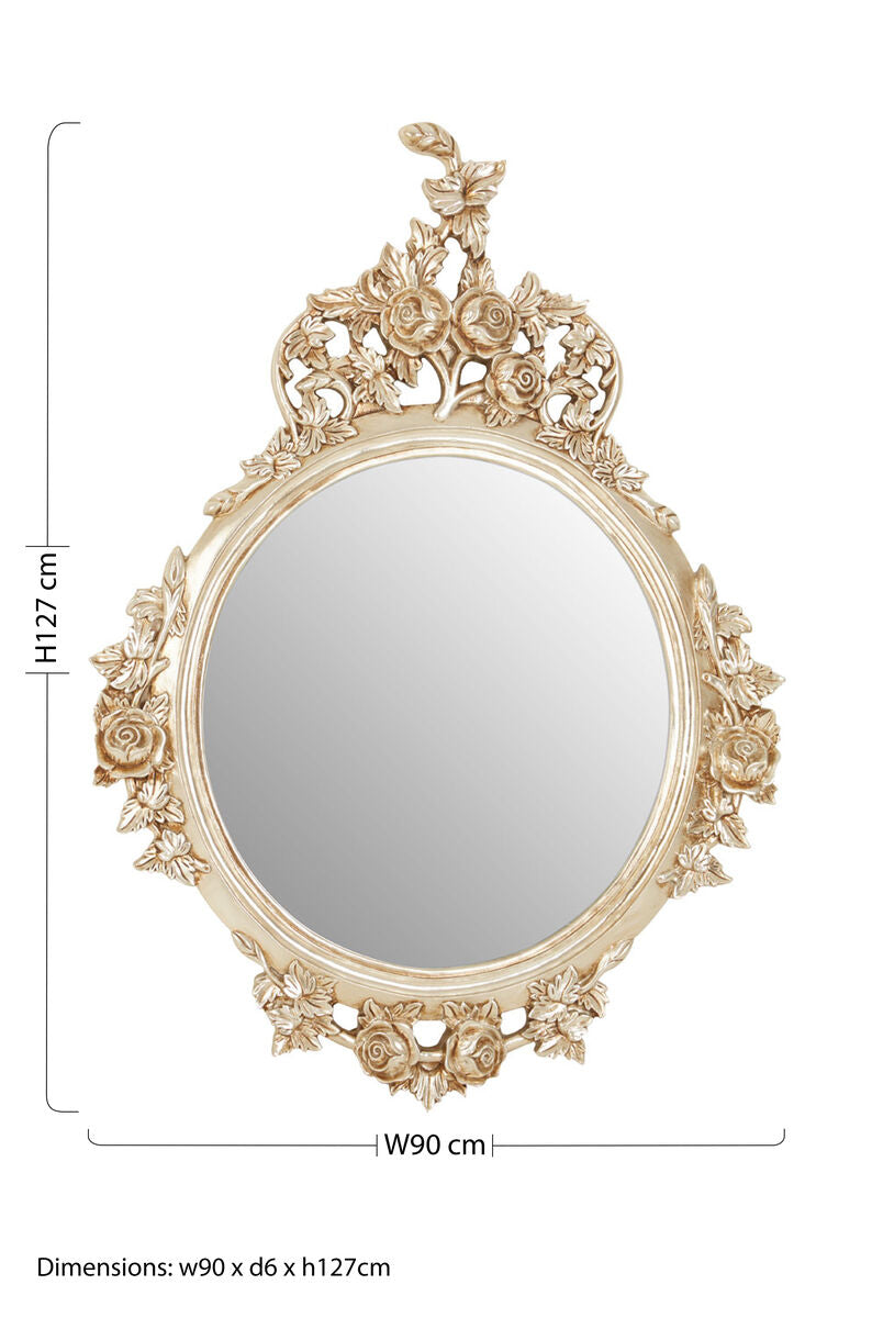 Orsina Marseille Round Wall Mirror – Champagne Floral Bevelled Edge