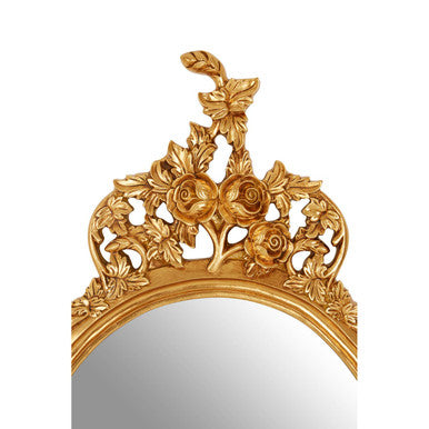 Orsina Marseille Round Wall Mirror – Gold Finish Floral Accent Mirror