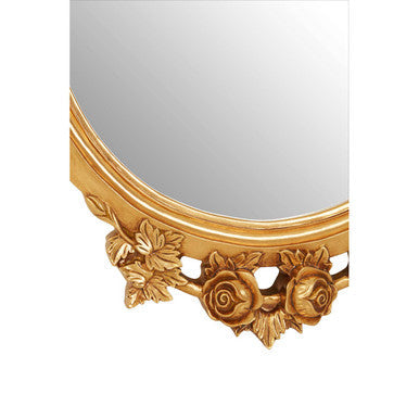 Orsina Marseille Round Wall Mirror – Gold Finish Floral Accent Mirror