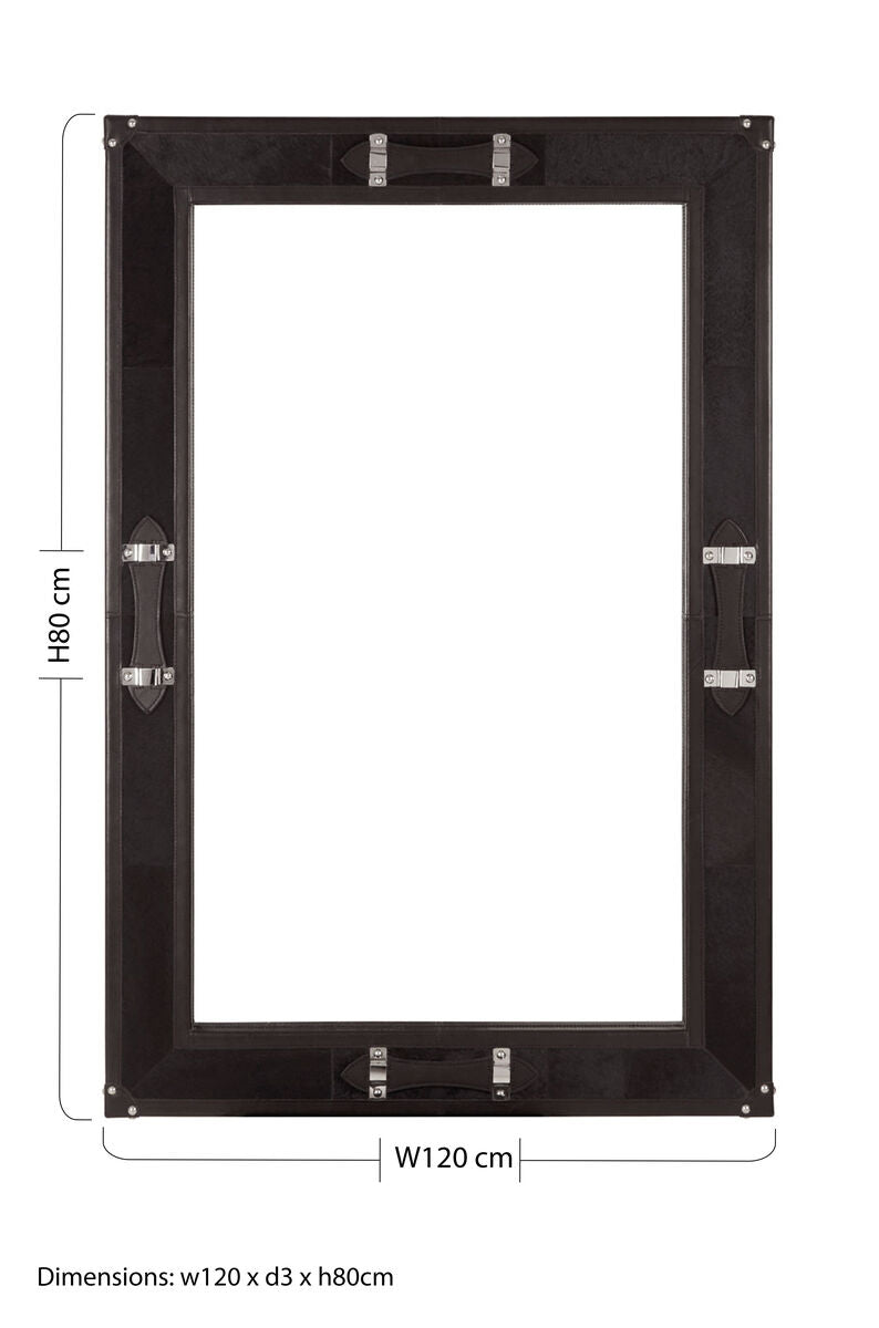 Orsina Kensington Townhouse Black Leather Wall Mirror with Straps