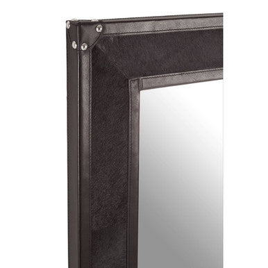 Orsina Kensington Townhouse Black Leather Wall Mirror with Straps