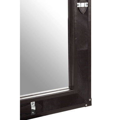 Orsina Kensington Townhouse Black Leather Wall Mirror with Straps