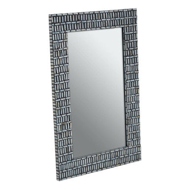 Orsina Bria Shell Inlay Wall Mirror – Black Handcrafted Mosaic