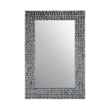 Orsina Bria Shell Inlay Wall Mirror – Black Handcrafted Mosaic