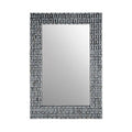 Orsina Bria Shell Inlay Wall Mirror – Black Handcrafted Mosaic