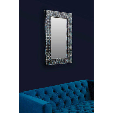 Orsina Bria Shell Inlay Wall Mirror – Black Handcrafted Mosaic