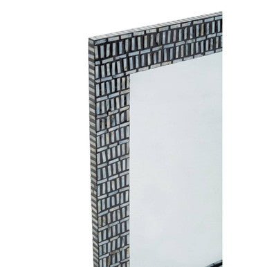 Orsina Bria Shell Inlay Wall Mirror – Black Handcrafted Mosaic
