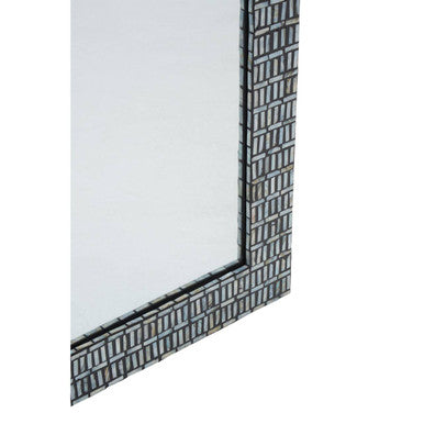 Orsina Bria Shell Inlay Wall Mirror – Black Handcrafted Mosaic
