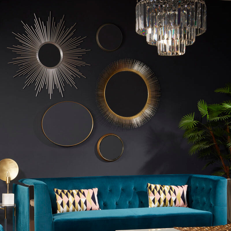 Orsina Cristal Silver Sunburst Wall Mirror – Decorative Starburst Design