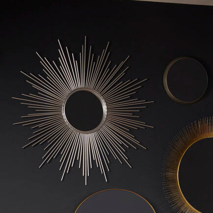 Orsina Cristal Silver Sunburst Wall Mirror – Decorative Starburst Design