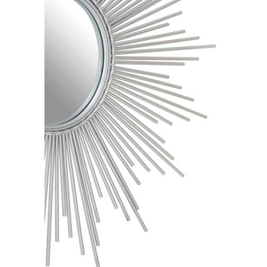 Orsina Cristal Silver Sunburst Wall Mirror – Decorative Starburst Design