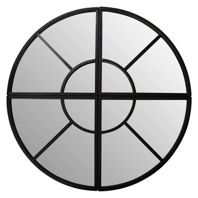 Orsina Cosma Round Window Pane Wall Mirror – Black 12-Segment Frame