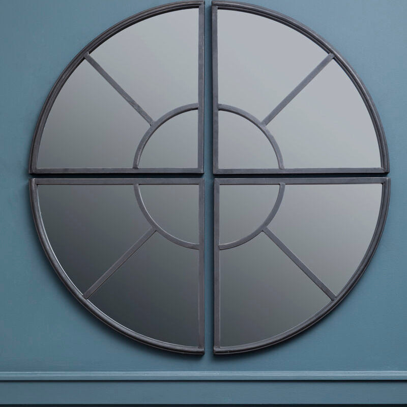 Orsina Cosma Round Window Pane Wall Mirror – Black 12-Segment Frame