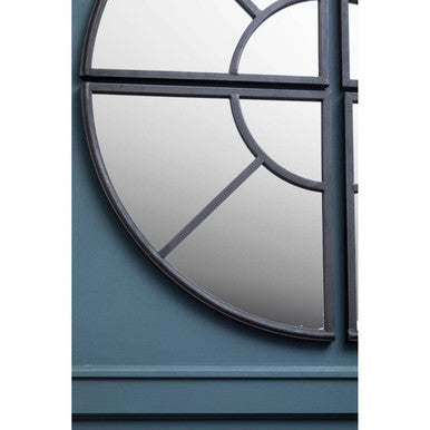 Orsina Cosma Round Window Pane Wall Mirror – Black 12-Segment Frame
