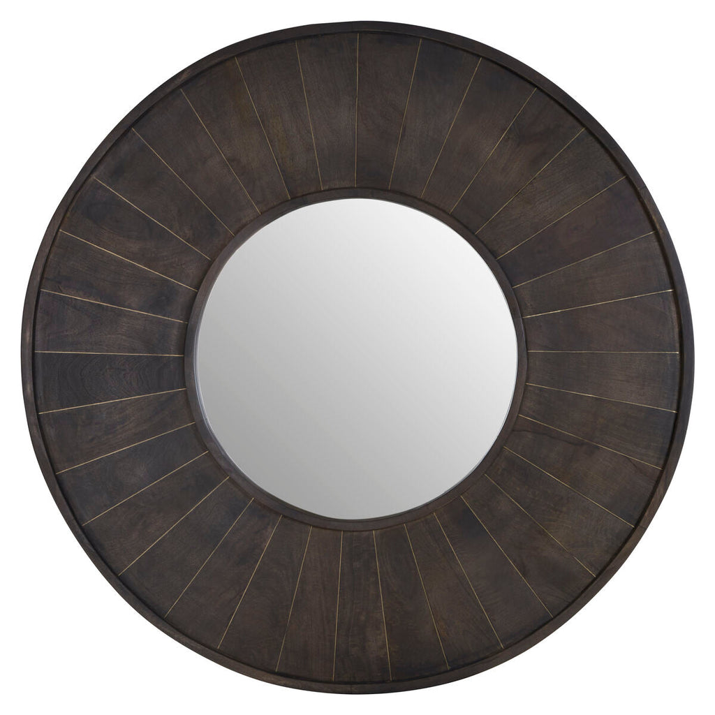 Orsina Sagor Round Wall Mirror – Grey Segmented Frame Accent Mirror