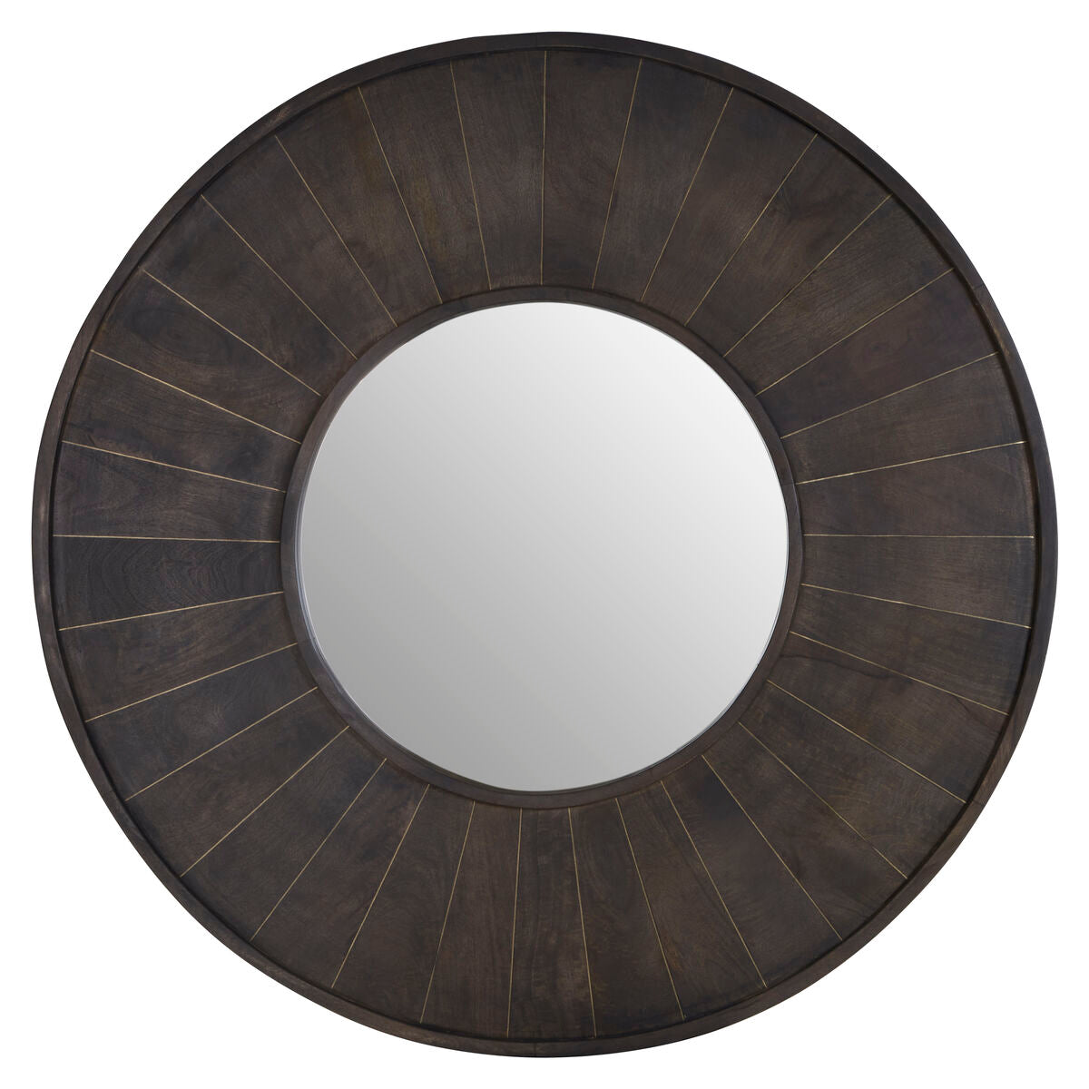 Orsina Sagor Round Wall Mirror – Grey Segmented Frame Accent Mirror