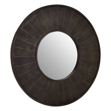Orsina Sagor Round Wall Mirror – Grey Segmented Frame Accent Mirror