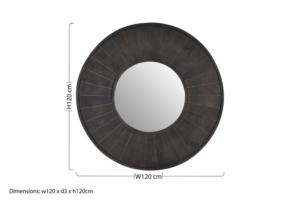 Orsina Sagor Round Wall Mirror – Grey Segmented Frame Accent Mirror