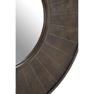 Orsina Sagor Round Wall Mirror – Grey Segmented Frame Accent Mirror