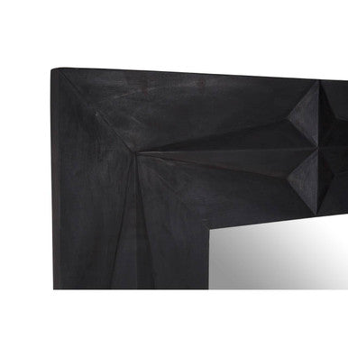 Orsina Sabari Square Wall Mirror – Black Faceted Geometric Design