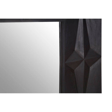 Orsina Sabari Square Wall Mirror – Black Faceted Geometric Design