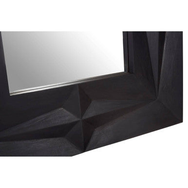 Orsina Sabari Square Wall Mirror – Black Faceted Geometric Design
