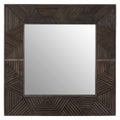 Orsina Saira Wall Mirror – Square Brown Wooden Frame with Carved Detail