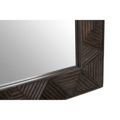 Orsina Saira Wall Mirror – Square Brown Wooden Frame with Carved Detail