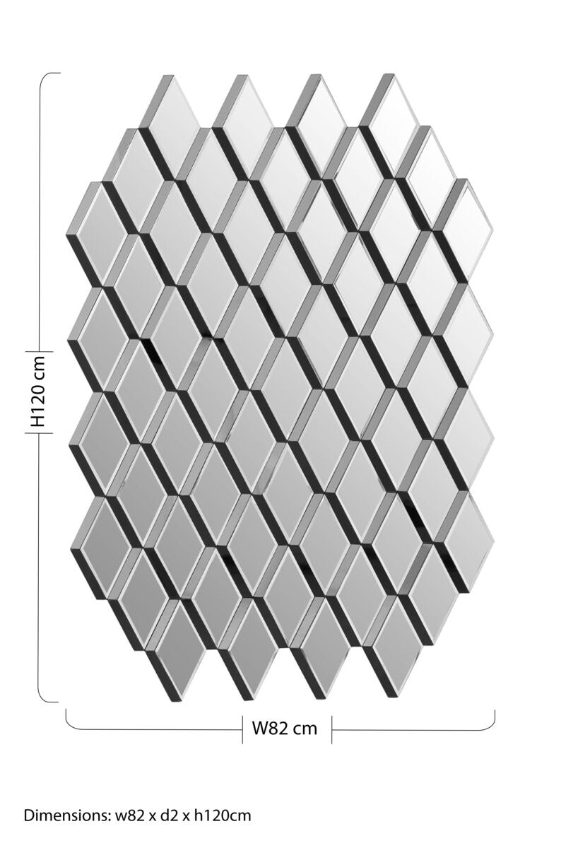 Orsina Reva Wall Mirror – Modern Geometric Grey and Clear Glass Mirror