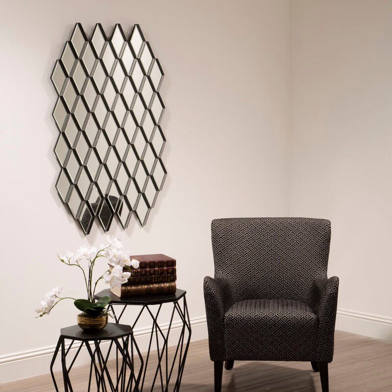 Orsina Reva Wall Mirror – Modern Geometric Grey and Clear Glass Mirror