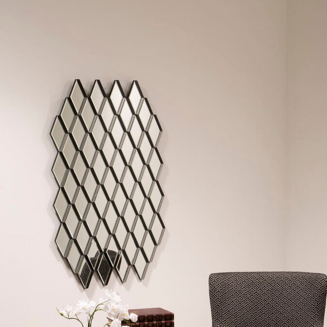 Orsina Reva Wall Mirror – Modern Geometric Grey and Clear Glass Mirror