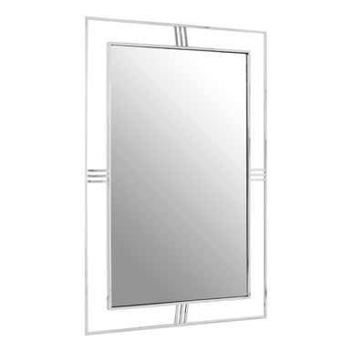 Orsina Rovo Silver Wall Mirror – Rectangular Modern Etched Design