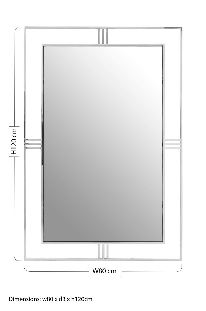 Orsina Rovo Silver Wall Mirror – Rectangular Modern Etched Design