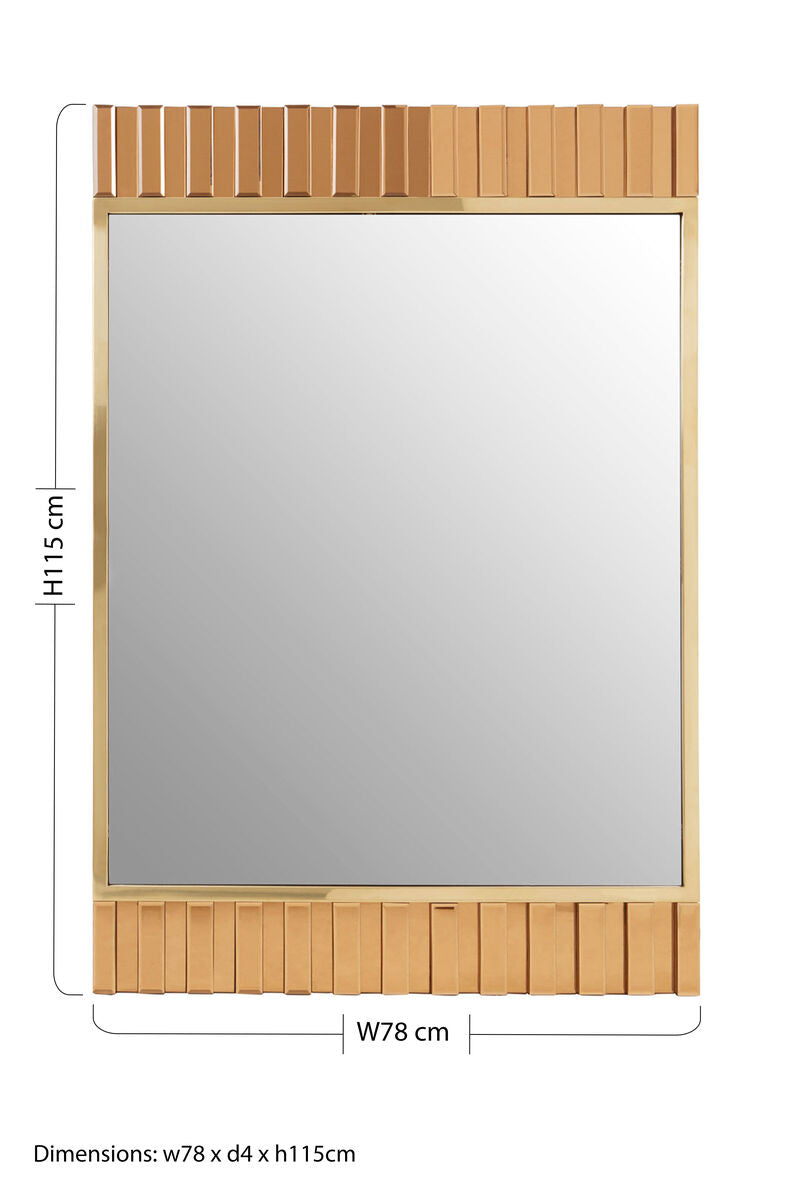 Orsina Rivoli Gold Wall Mirror – Rectangular Sculptural Home Decor
