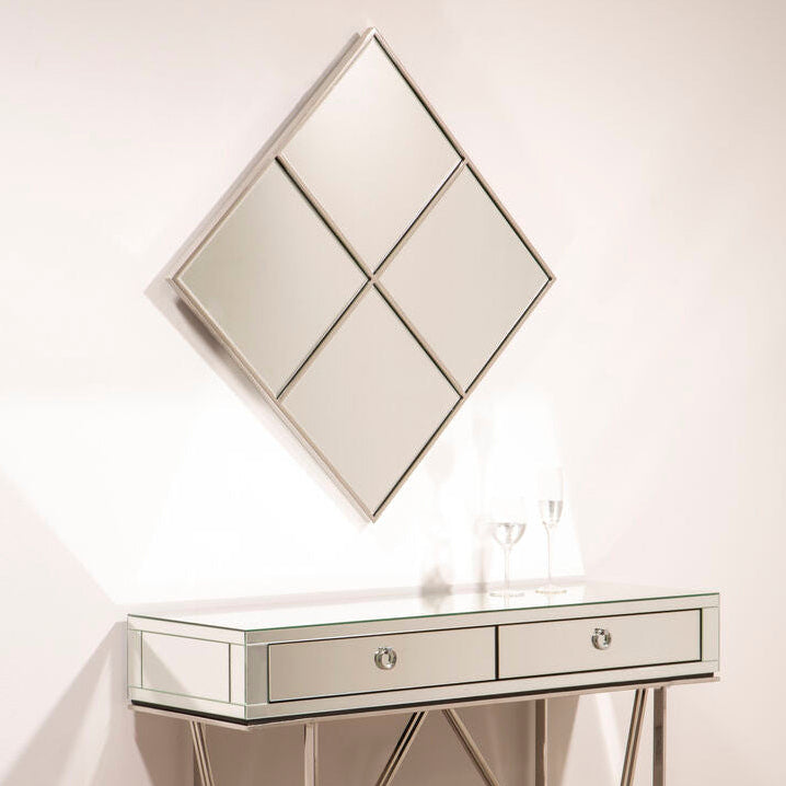 Orsina Reva Diamond Frame Wall Mirror – Modern Geometric Accent Mirror