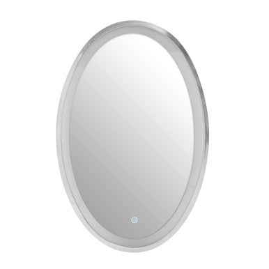 Orsina Avelino Oval LED Illuminated Mirror – Silver Frame Wall Decor