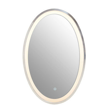 Orsina Avelino Oval LED Illuminated Mirror – Silver Frame Wall Decor