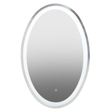 Orsina Avelino Oval LED Illuminated Mirror – Silver Frame Wall Decor