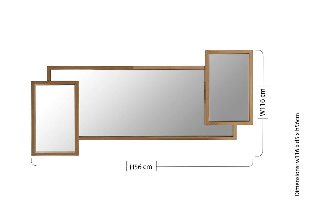 Orsina Oria Gold Frame Wall Mirror – Modern Triple Overlap Design