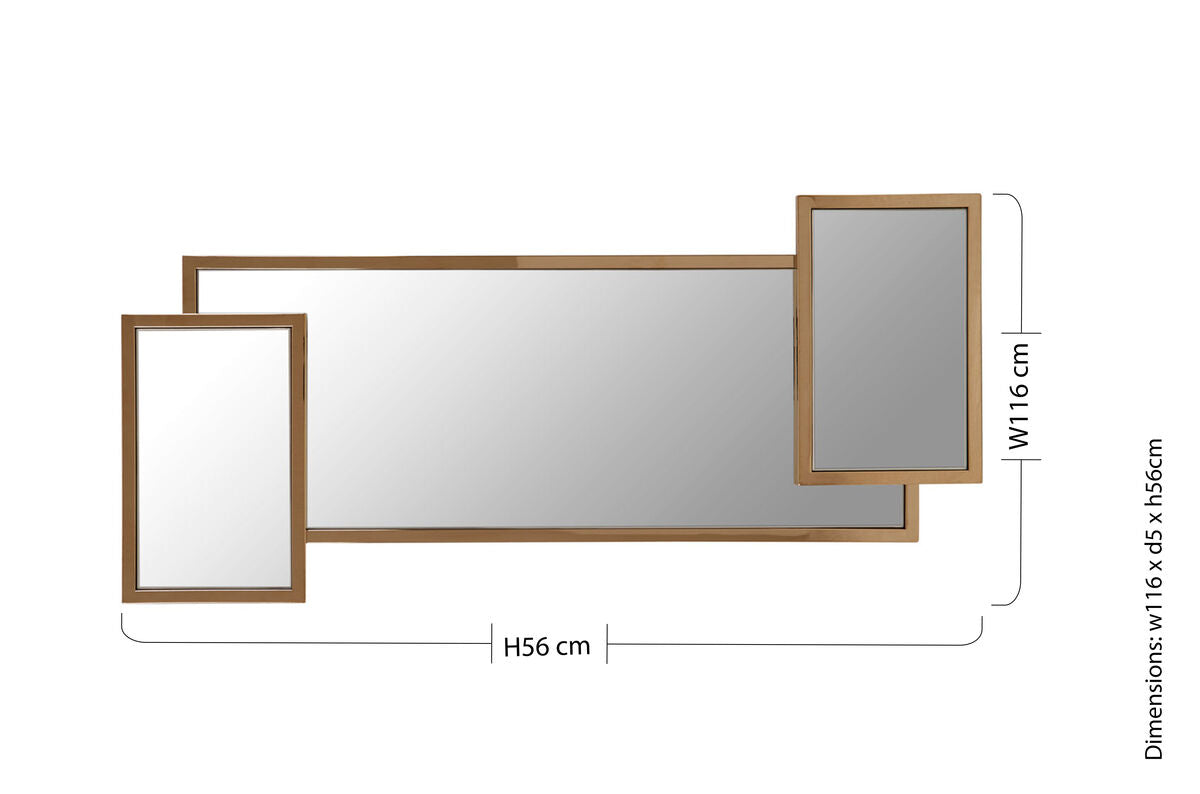 Orsina Oria Gold Frame Wall Mirror – Modern Triple Overlap Design