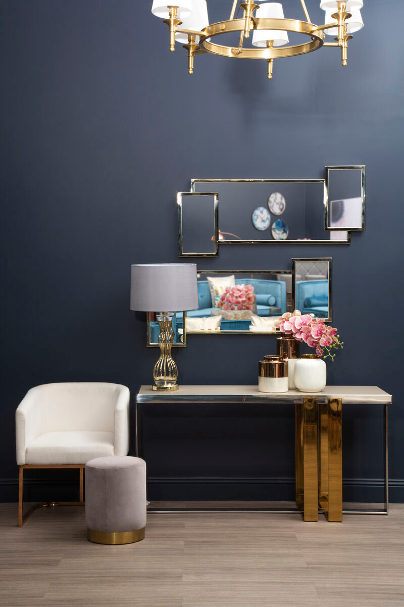 Orsina Oria Gold Frame Wall Mirror – Modern Triple Overlap Design