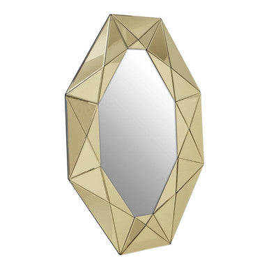 Orsina Kava Octagonal Wall Mirror – Gold Frame Geometric Accent Mirror